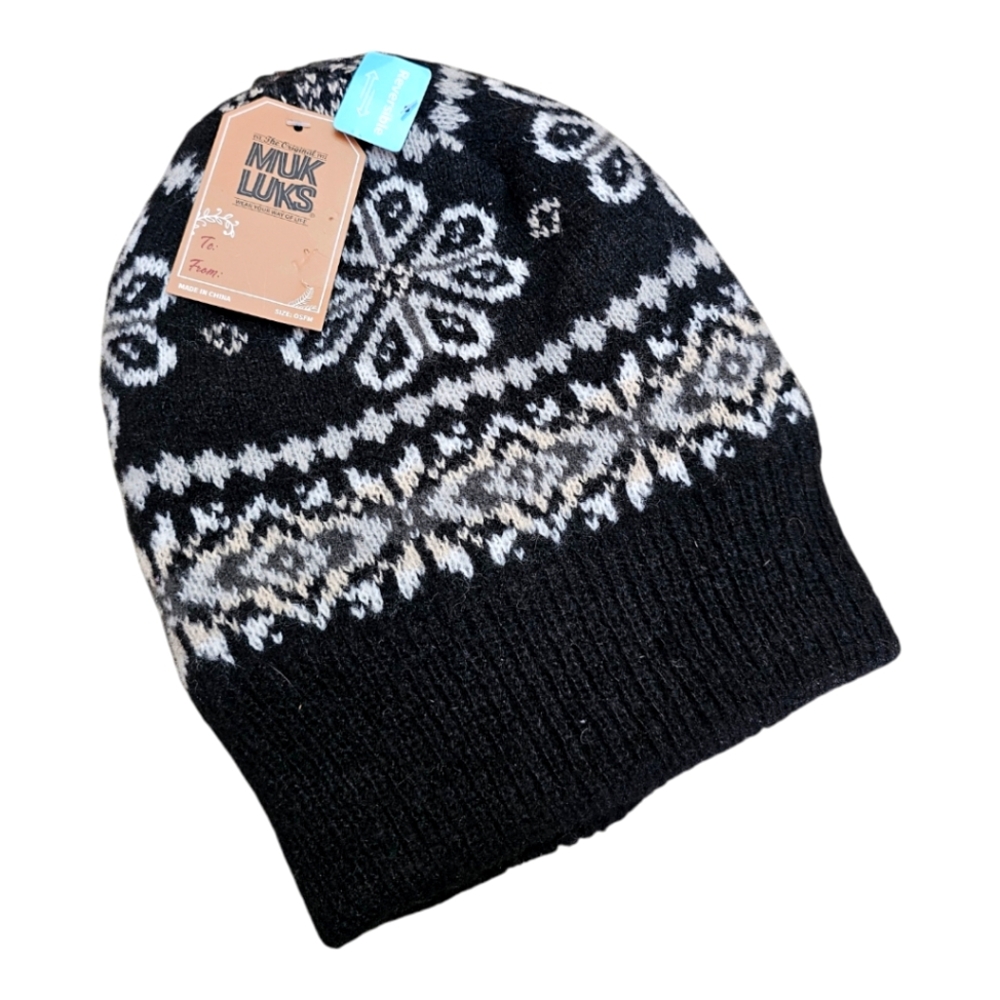 MUK LUKS Reversible Winter Hat Beanie NWT